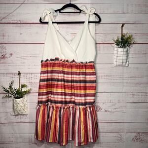 Women’s Striped Bottom Tie Shoulder Dress | 0XL